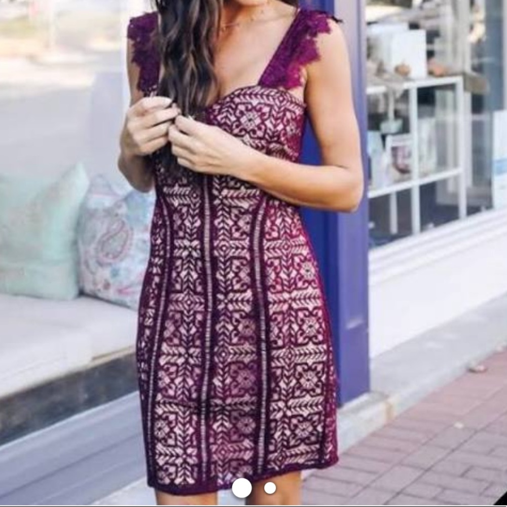 Vici Maroon Lace Dress